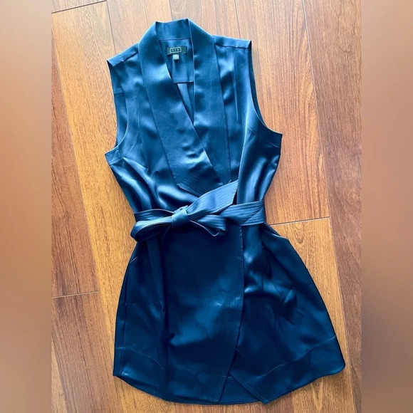 AYR perch wrap satin dress in deep marine 10 - Picture 2 of 16